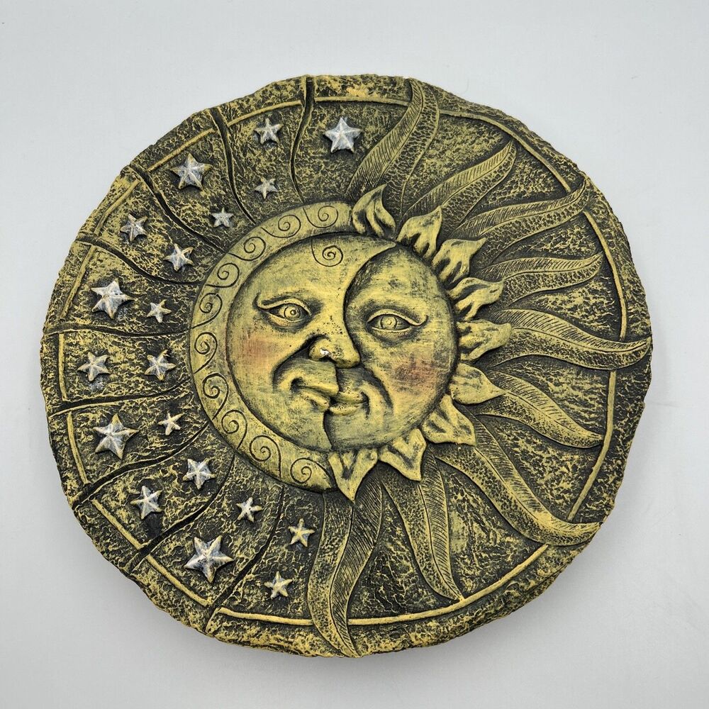 Sun Moon Stars Face 11.5" Celestial Fantasy Vintage Wall Decor Solid